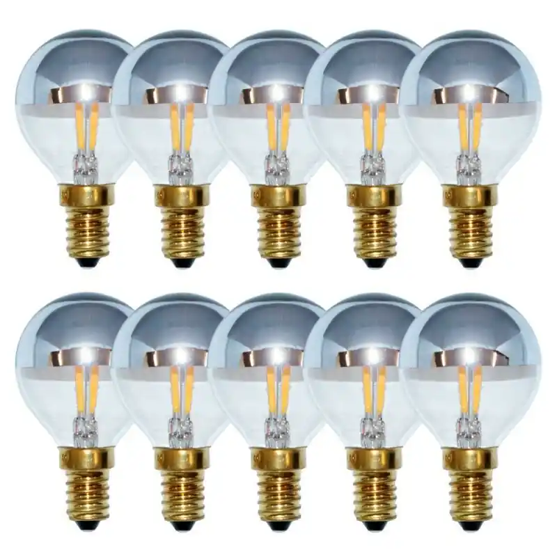 10 x LED Filament Tropfen 2W = 25W E14 Kopfspiegel Silber Glühfaden warmweiß 2700K Preisknaller