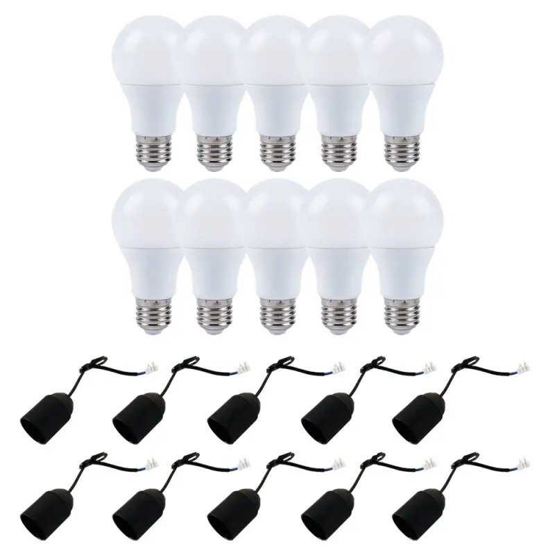 Beliebt 10 x LED Leuchtmittel 15W = 100W E27 matt 1490lm warmweiß + 10 x Baufassung Renovierfassung Lampenfassung schwarz