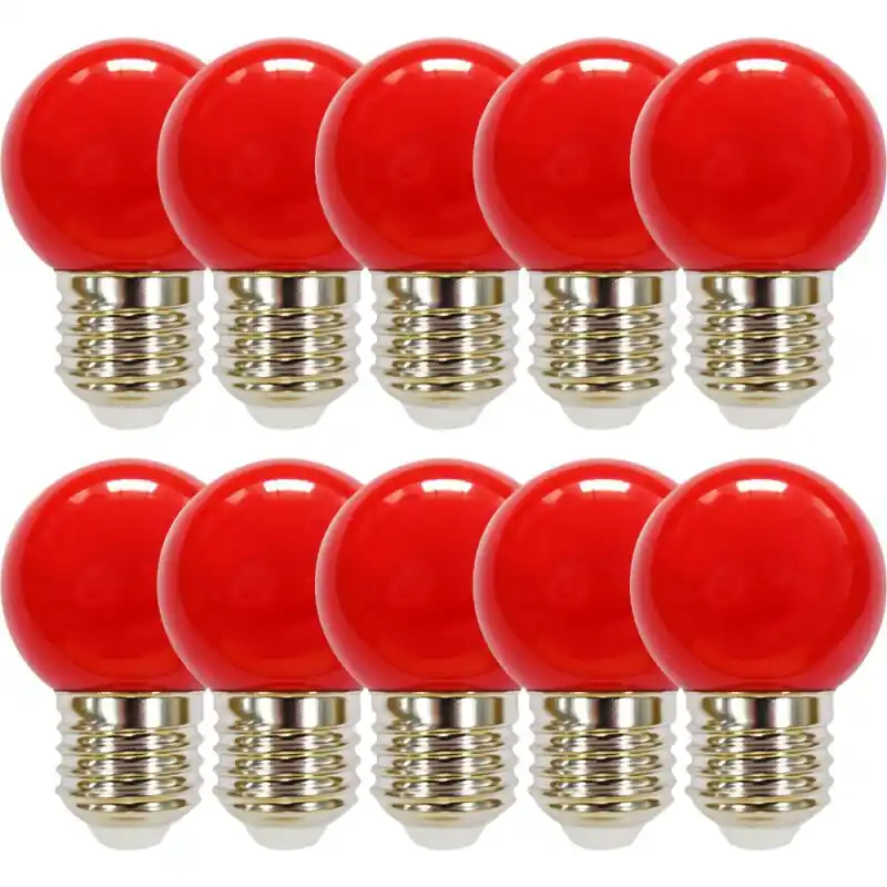 Sonderaktion 10 x LED Leuchtmittel Tropfen Kugel 2W E27 360° ROT