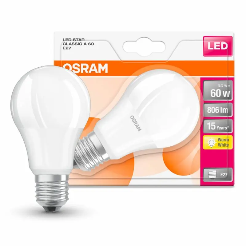 Preisreduziert Osram LED Star Classic A Leuchtmittel Birnenform 8W = 60W E27 matt 806lm warmweiß 2700K