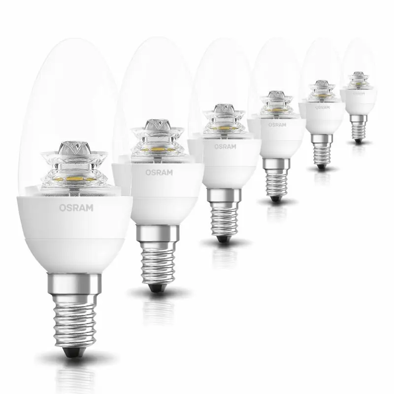 Sofort Bestellen 6 x Osram LED Star Classic B Leuchtmittel Kerze 6W = 40W E14 klar warmweiß 2700K
