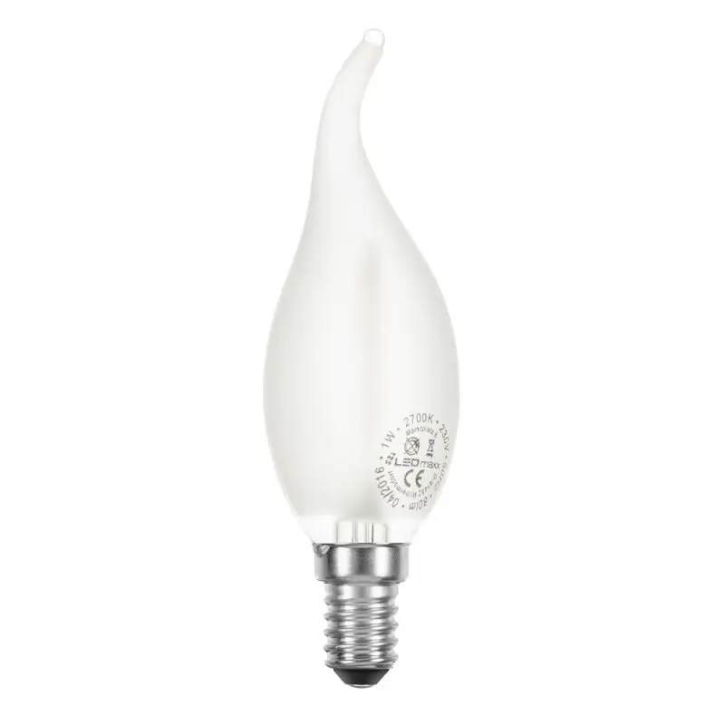 Bestpreis LED Filament Windstoß Kerze 2W = 25W E14 MATT 249lm Leuchtmittel extra warmweiß 2200K