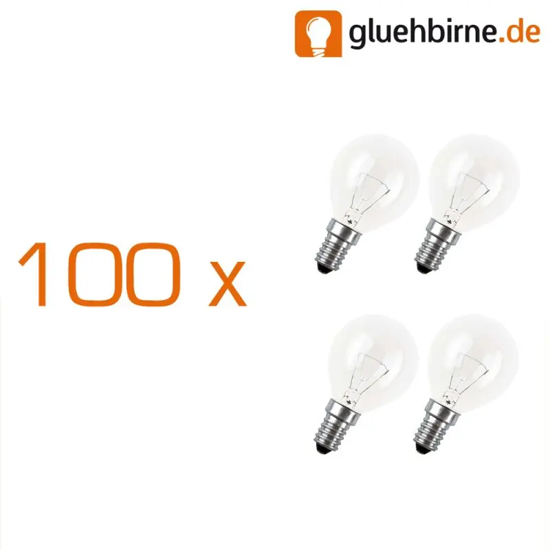 100 x Tropfen Glühbirne 15W E14 klar Glühlampe 15 Watt Glühbirnen Glühlampen Industrieverpackt Highlight