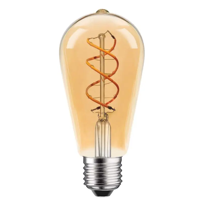 Bestseller LED Spiral Filament Edison ST64 Leuchtmittel 5W E27 Gold extra warmweiß 1800K DIMMBAR