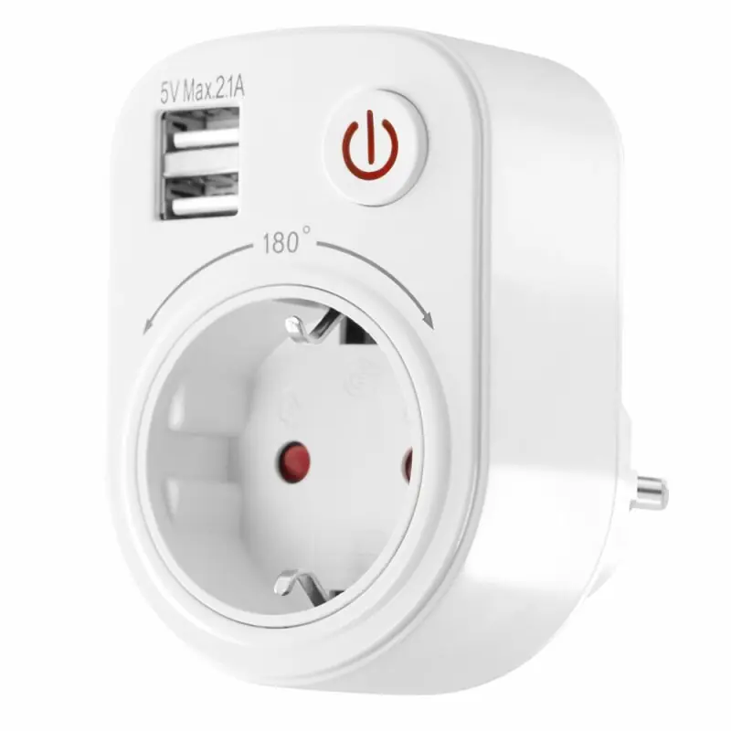 USB Ladegerät Steckdosenadapter 2100mA drehbar schwenkbar Kinderschutz Schalter Reiseadapter weiß Online Kaufen