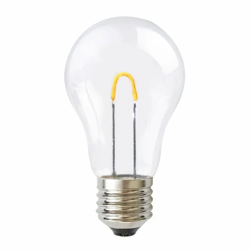 Sale LED Curved Filament Birnenform A60 0,85W fast 15W E27 klar Kunststoff stoßfest extra warmweiß 2400K