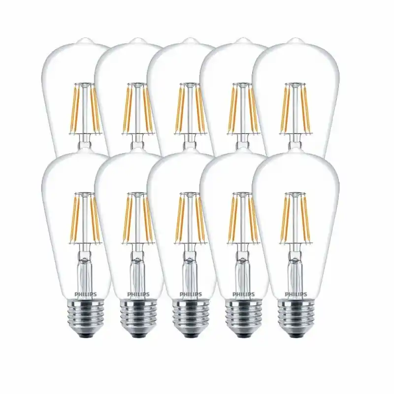 Preiswert 10 x Philips Filament LED Edison ST64 Leuchtmittel Classic LEDbulb 4,3W = 40W E27 klar 827 warmweiß 2700K