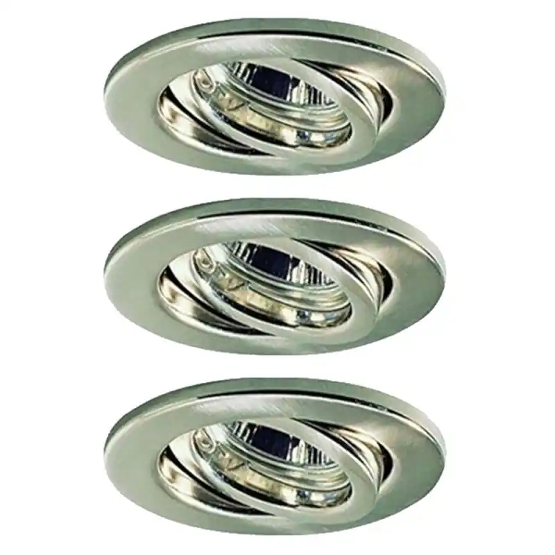 Must-Have 3 x Einbauleuchten Einbaustrahler Set schwenkbar Eisen gebürstet 3 x 50W GU10 230V Halogen