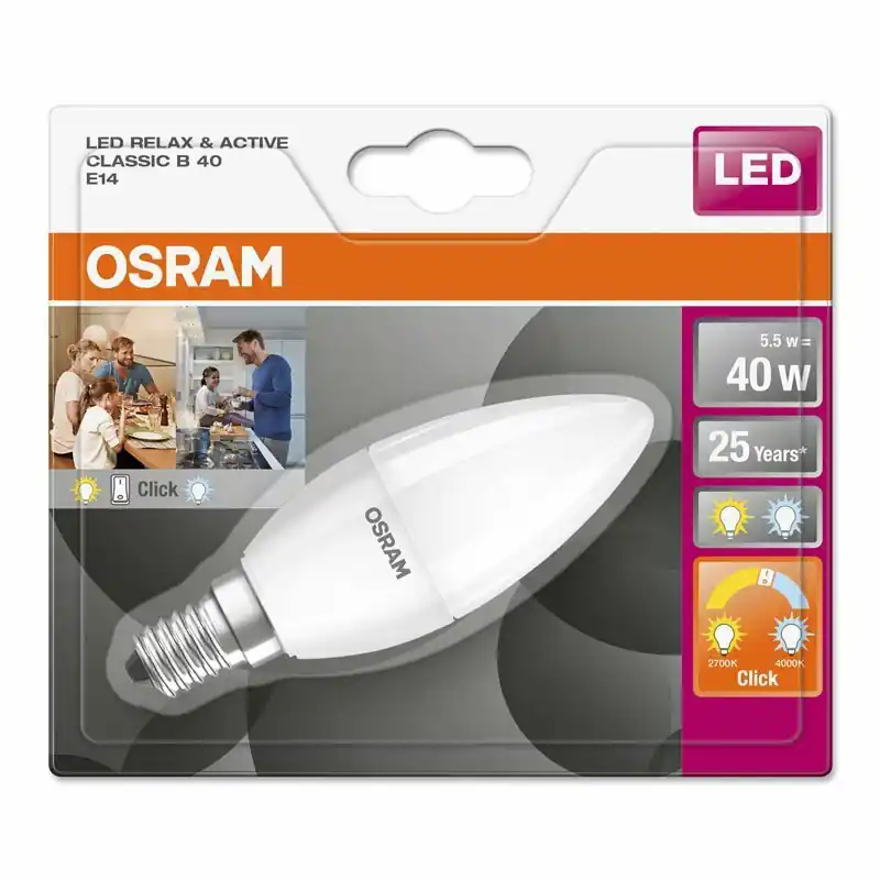 Rabatt Osram LED Leuchtmittel Kerzenform 5W = 40W E14 matt Relax & Active warm kalt per Lichtschalter