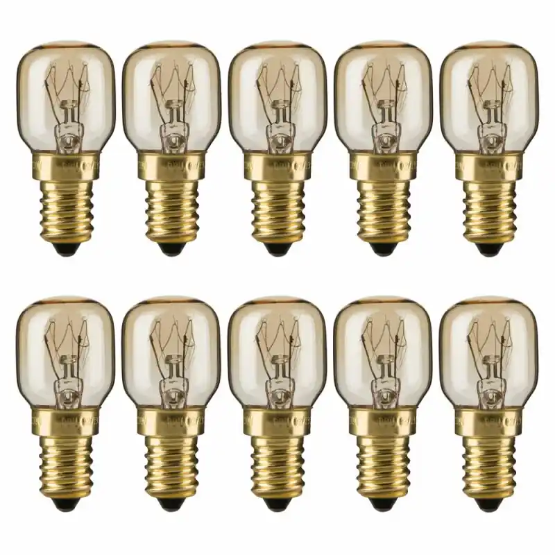 10 x Backofenlampe 300° 25W E14 klar Glühbirne Glühlampe 25 Watt Sichere Zahlung