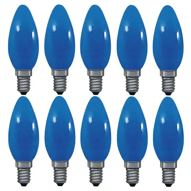 10 x Paulmann Glühbirne Kerze 25W E14 BLAU Glühlampe 25 Watt Rabatt