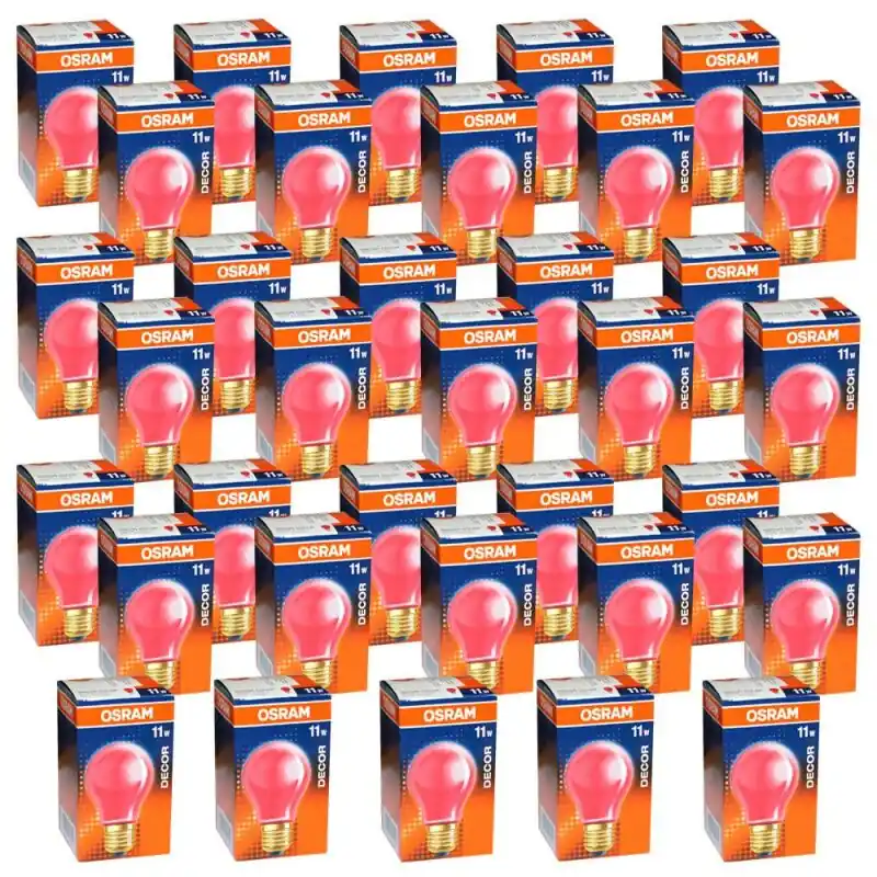 Neue Ware 35 x Osram Glühbirne 11W ROT E27 11 Watt Glühlampe Glühbirnen Glühlampen