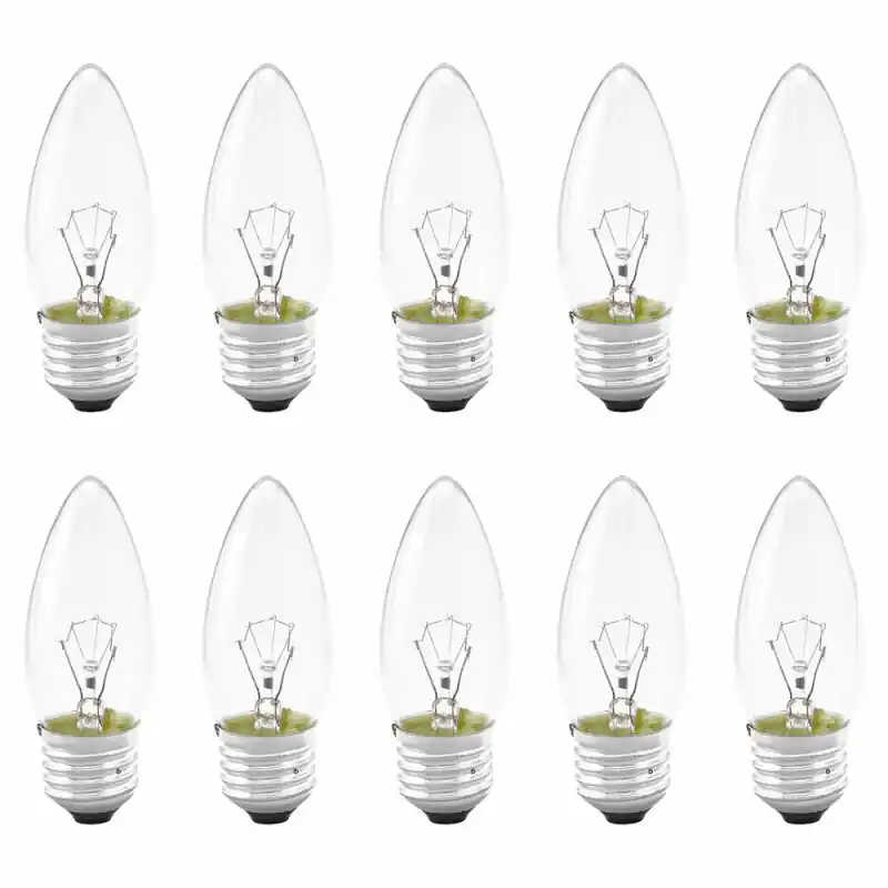 10 x Glühbirne Kerze 15W E27 klar Glühlampe 15 Watt Glühbirnen Glühlampen Markenprodukt