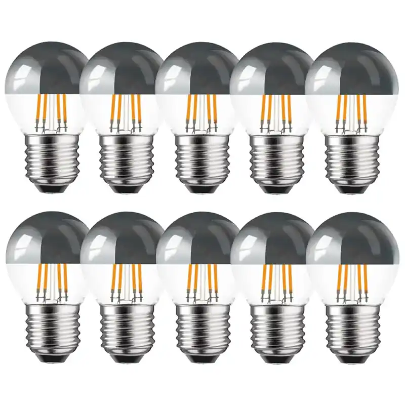 10 x LED Filament Kopfspiegel Tropfen 4W = 40W E27 silber KVS warmweiß 2700K Super-Preis