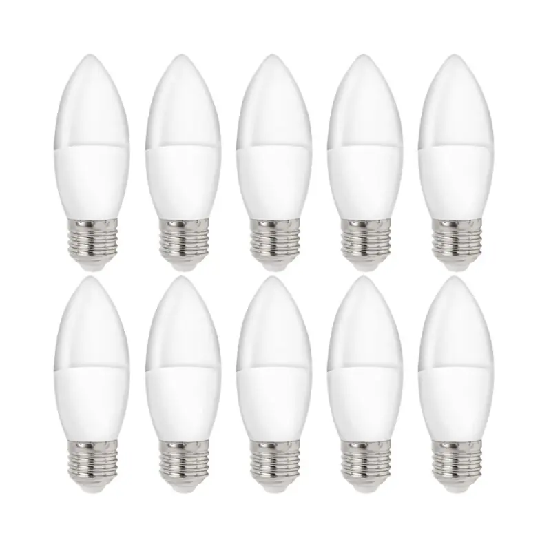 10 x LED Leuchtmittel Kerze 4W = 32W E27 matt 200° kaltweiß 6000K Tageslicht Wochenendangebot