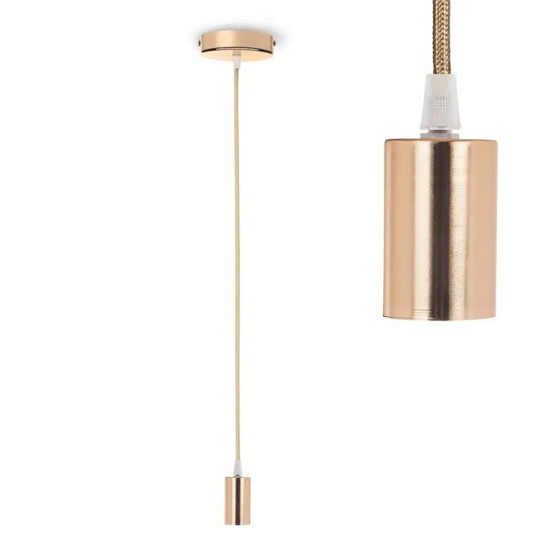 Highlight Smartwares Pendelleuchte Textilkabel roségold IP20 max. 60W E27 ohne Leuchtmittel