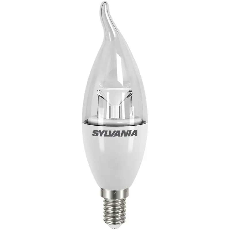 Sylvania LED Leuchtmittel Kerze Windstoß 3,7W = 25W E14 klar 250lm warmweiß 2700K Markenware