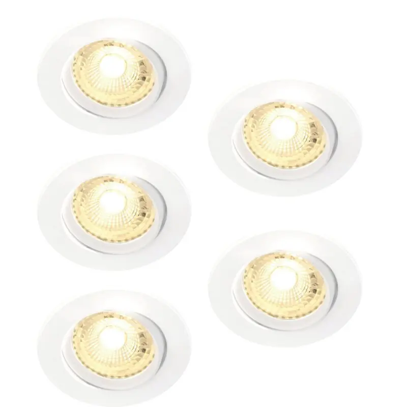 5 x Nordlux LED Einbaustrahler Octans Weiß rund schenkbar 4,8W GU10 345lm warmweiß 2700K Echt