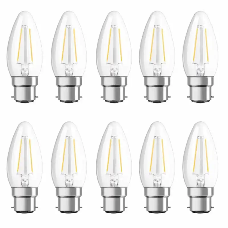 10 x Osram LED Filament Leuchtmittel Parathom Kerze 2,8W = 25W B22d klar 250lm warmweiß 2700K Rabatt
