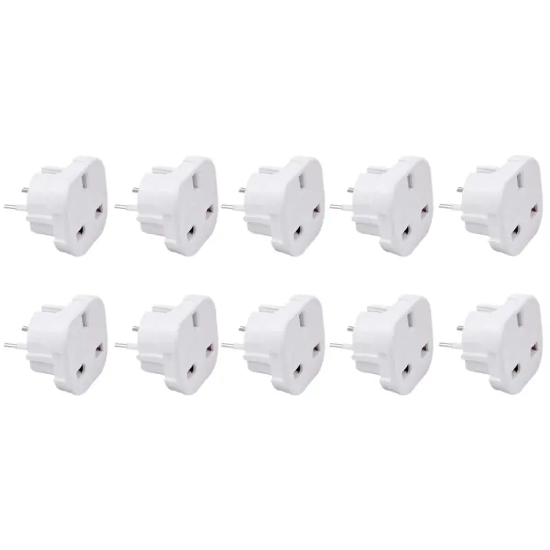 10 x Adapter UK zu DE / GB zu EU / England auf Deutschland Europa Reiseadapter Weiß Letzte Chance