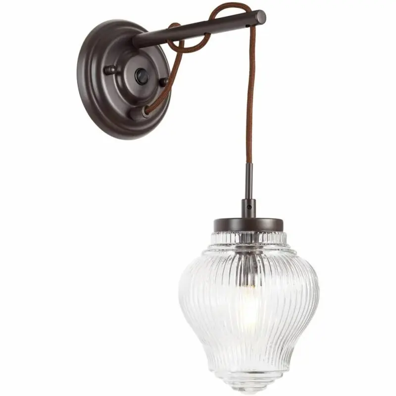 Sichere Zahlung Brilliant Wandleuchte Tanic Braun max. 25W E14 ohne Leuchtmittel mit Schalter