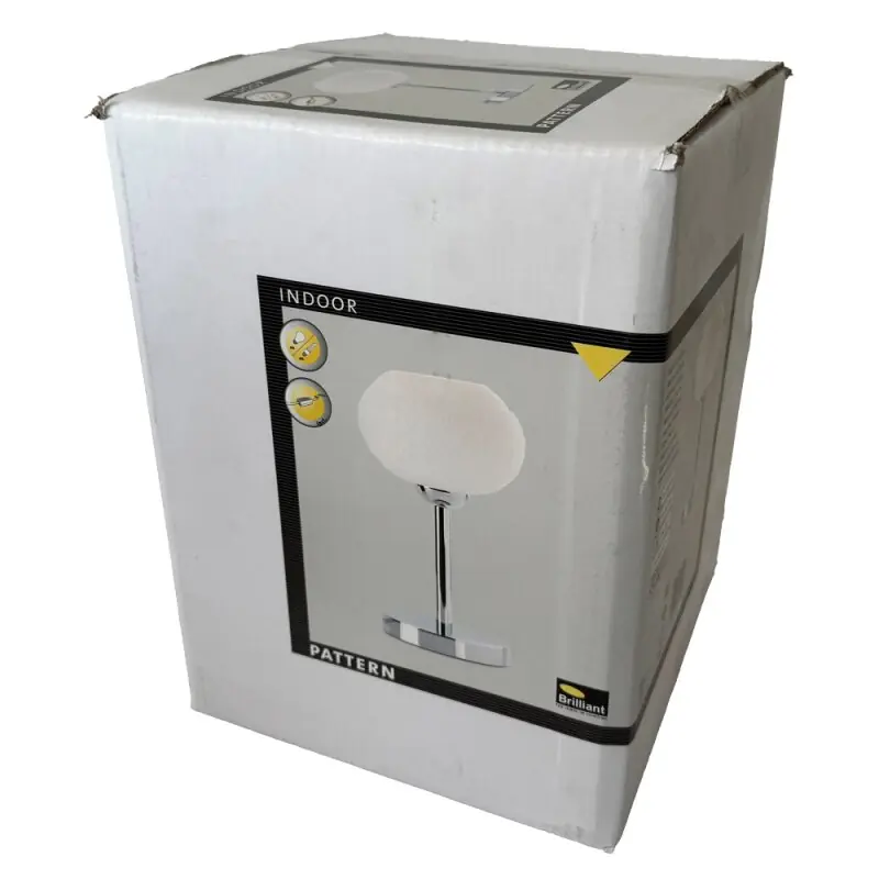 Brilliant Tischleuchte Pattern Chrom/Weiß Ø18cm max. 40W E27 mit Schalter Letzte Chance