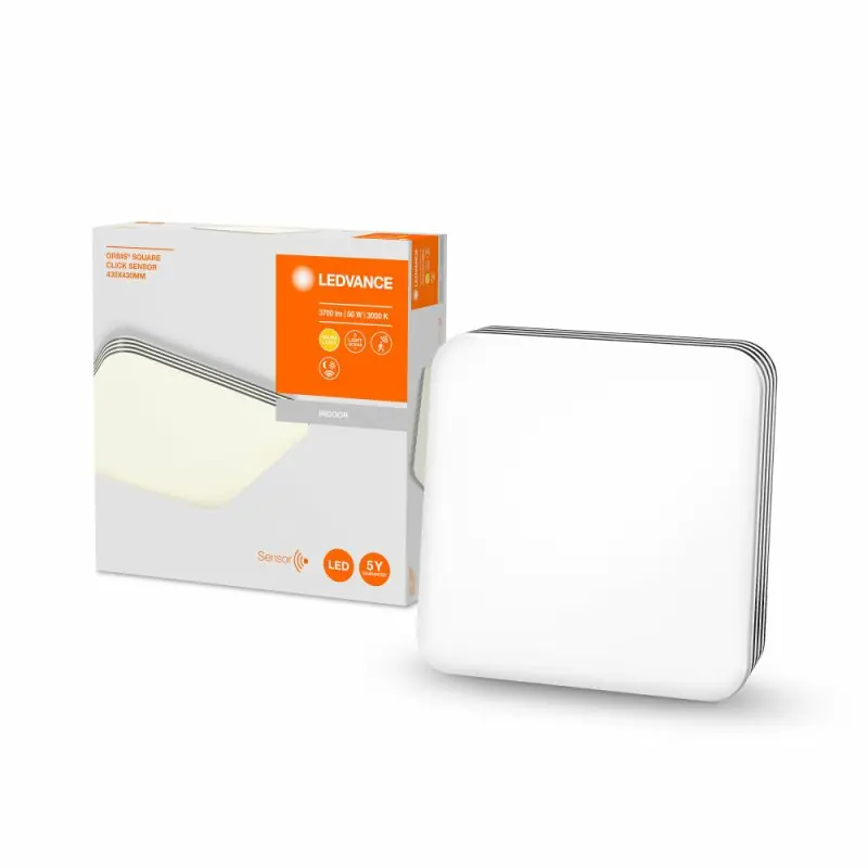 Ledvance LED Wand- & Deckenleuchte Weiß/Chrom 43x43cm 50W 3700lm warmweiß 3000K Orbis Sensor Sonderangebot