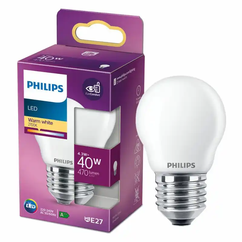 Online Kaufen Philips LED Leuchtmittel Tropfen 4,3W = 40W E27 matt 470lm warmweiß 2700K
