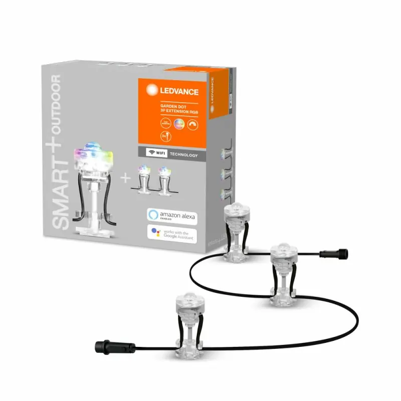 Ledvance LED Smart+ Gartenbeleuchtung Dots 3 x Erdspieß 1,5m Erweiterung IP65 0,7W 110lm RGB App Google & Alexa WiFi Neu