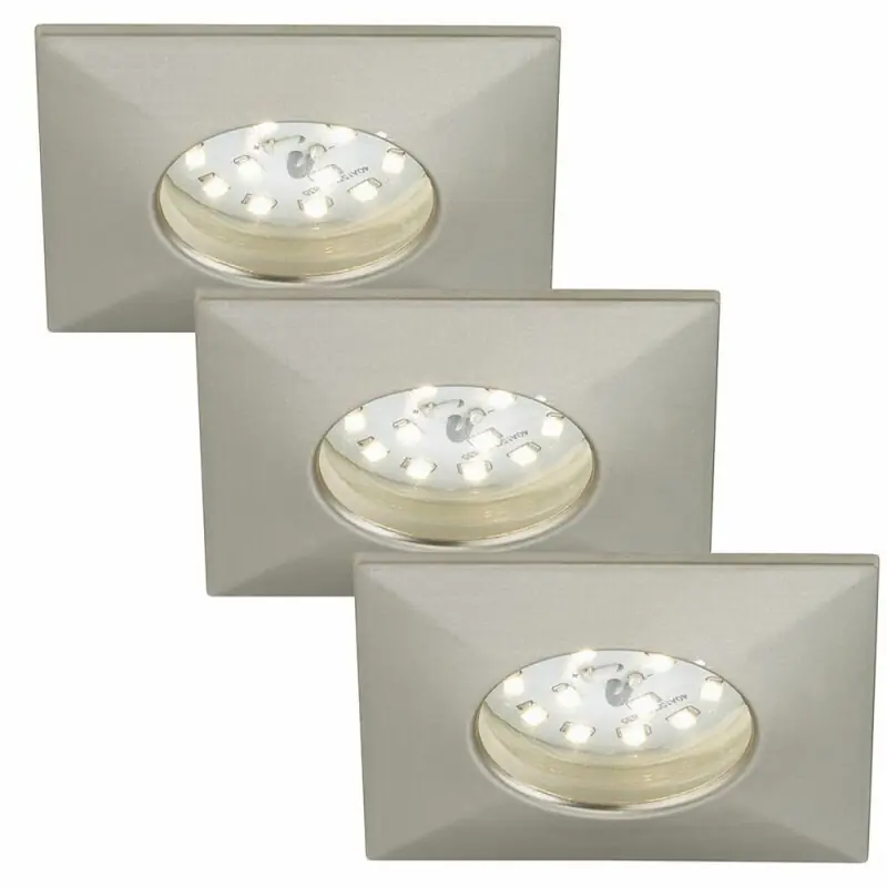 Sofort Bestellen 3 x Briloner LED Einbauleuchte eckig Nickel matt IP44 3 x 5W Modul 400lm warmweiß 3000K 110°