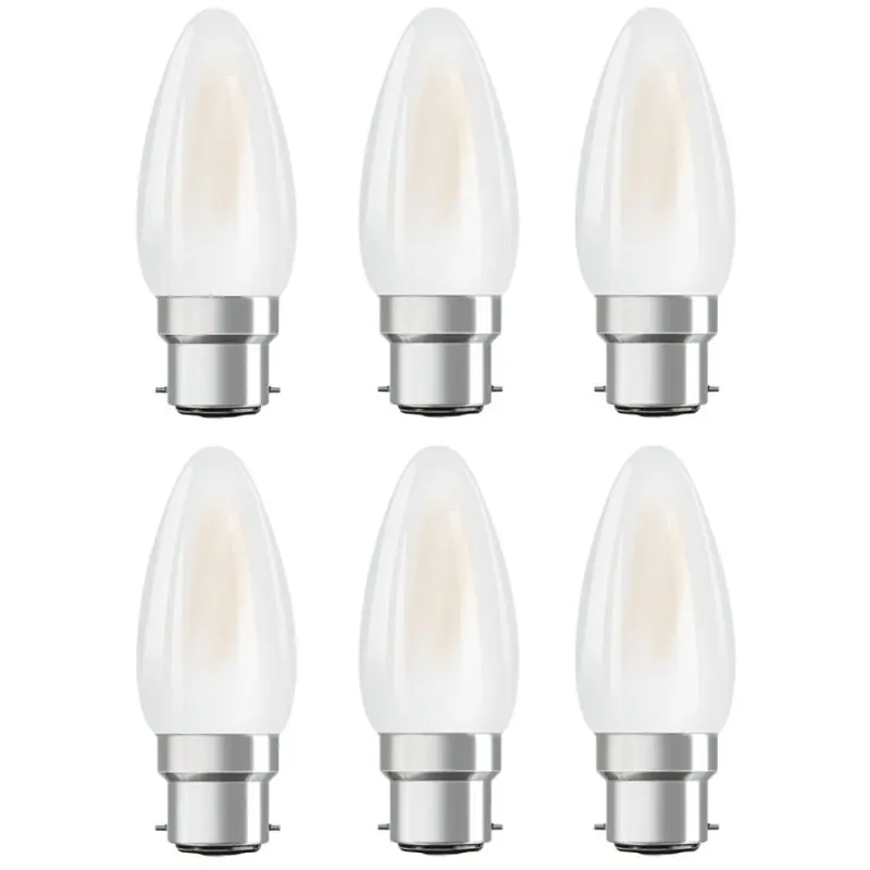 Sofort Bestellen 6 x Osram LED Filament Star Retrofit Classic B Kerze 4W = 40W B22d matt 470lm warmweiß 2700K
