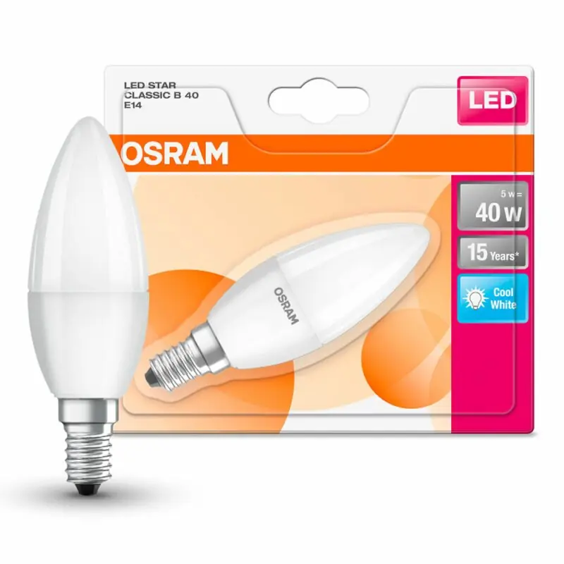 Kostenloser Rückversand Osram LED Leuchtmittel Classic Kerze 5W = 40W E14 matt FS 840 neutralweiß 4000K
