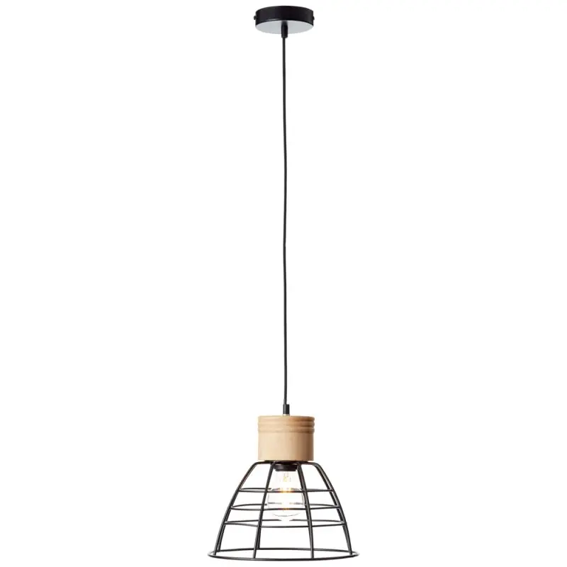 Neue Kollektion Brilliant Pendelleuchte Uzo Schwarz Holz max. 40W E27 ohne Leuchtmittel kürzbar