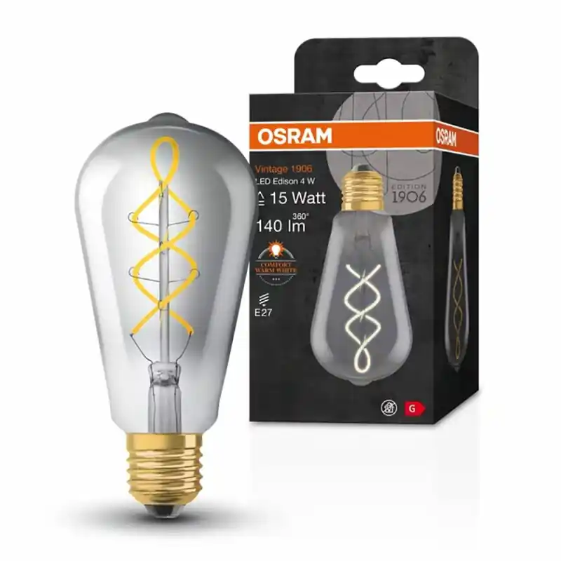 Osram LED Spiral Filament Leuchtmittel Edison Vintage 1906 4W = 15W E27 Rauchglas 140lm extra warmweiß 1800K Jetzt Bestellen