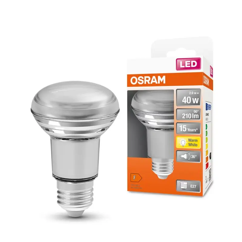 Markenware Osram LED Leuchtmittel Glas Reflektor R63 Star 3,3W = 40W E27 210lm FS warmweiß 2700K