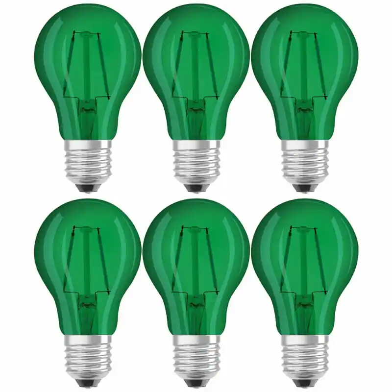 Wochenendangebot 6 x Osram LED Leuchtmittel Star Classic A Decor Birne 1,6W E27 136lm 7500K Grün