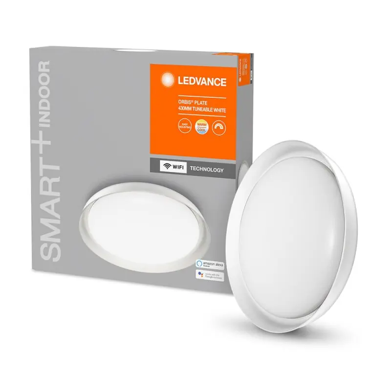 Zertifiziert Ledvance LED Smart+ Deckenleuchte Orbis Plate Weiß Ø43cm 24W 2500lm 3000K-6500K Dimmbar App Google Alexa WiFi