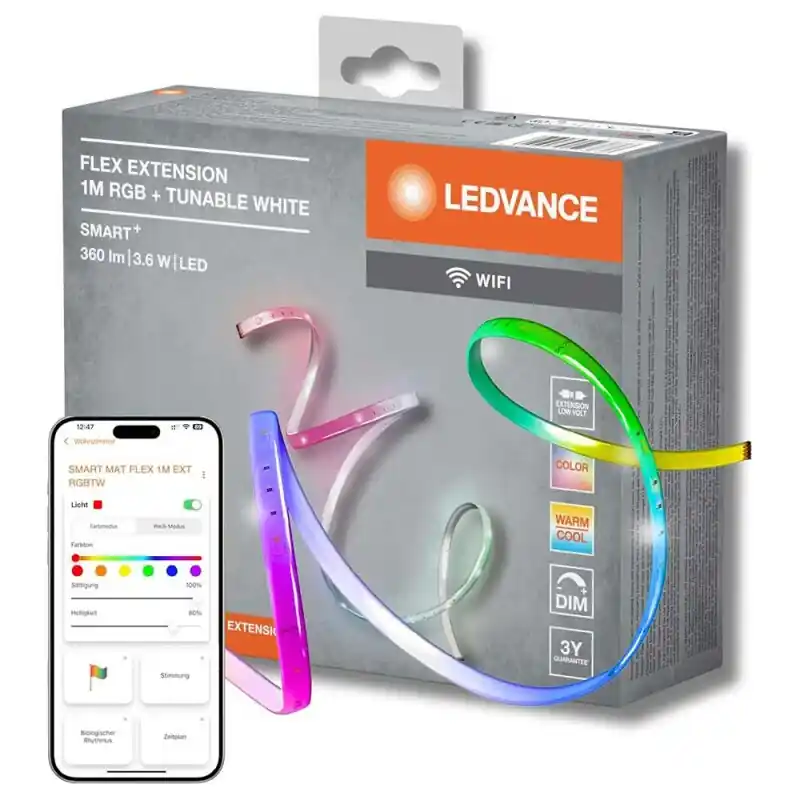 Neu Im Sortiment Ledvance LED Smart+ LED Strip Streifen Flex 1m ERWEITERUNG 3,6W 360lm RGBTW 2700-6500K Dimmbar App Google Alexa WiFi