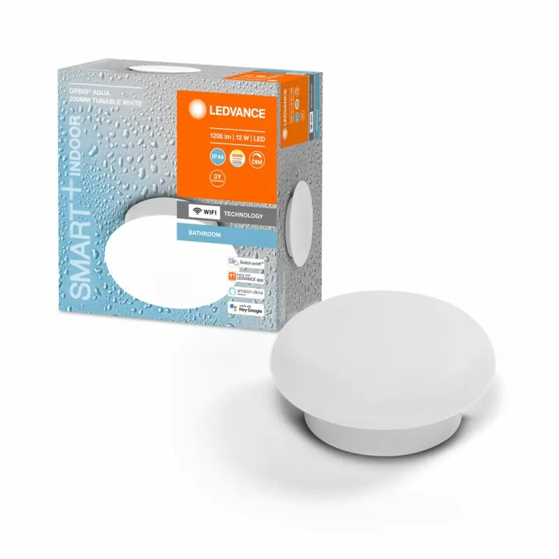 Ledvance LED Smart+ Bad Deckenleuchte Orbis Aqua Weiß Ø20cm IP44 12W 1200lm CCT 3000K-6500K Dimmbar App Google Alexa WiFi Sonderaktion