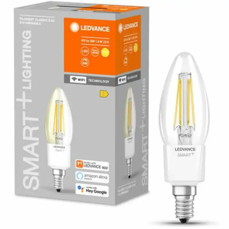 Ledvance LED Smart+ Kerze 4W = 40W E14 klar 470lm warmweiß 2700K Dimmbar App Google Alexa WiFi Preisreduziert