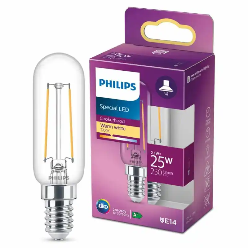 Philips LED Filament Leuchtmittel Röhrenform 2,1W = 25W E14 klar 250lm warmweiß 2700K Top-Seller