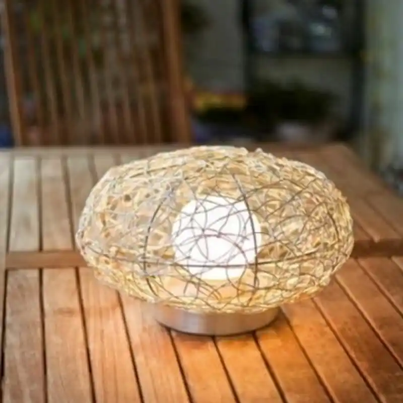 Eglo Halogen Außenleuchte Tischleuchte Cadella Ø38cm Alu gebürstet IP54 40W G9 410lm warmweiß 2700K Beliebt