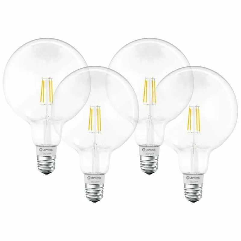 4 x Ledvance LED Filament Smart+ G125 Globe 5,5W = 60W E27 klar 650lm warmweiß 2700K Dimmbar App Google Alexa Apple HomeKit Bluetooth Top-Preis