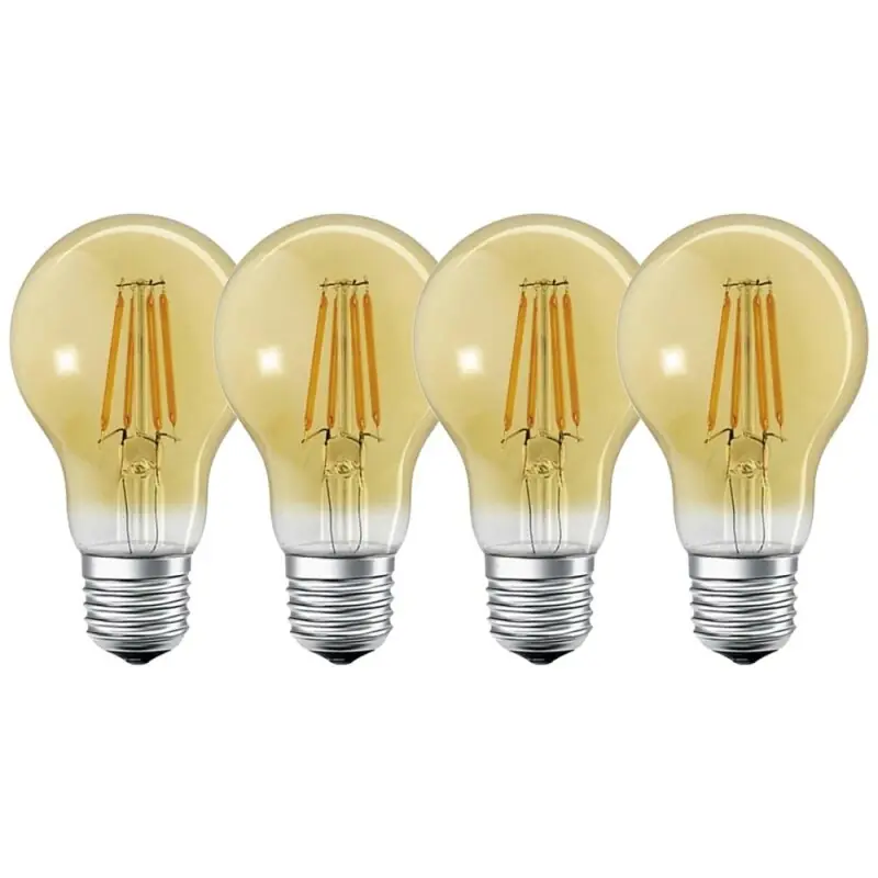 Highlight 4 x Ledvance LED Filament Smart+ Birne 5,5W = 45W E27 Gold gelüstert 600lm warmweiß 2500K Dimmbar App Google Bluetooth