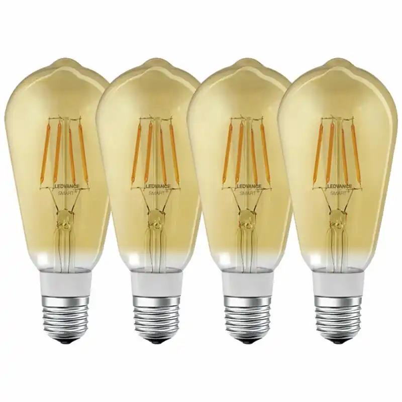 Preisknaller 4 x Ledvance LED Filament Smart+ Edison ST64 5,5W = 45W E27 Gold 600lm extra warmweiß 2500K Dimmbar App Google Bluetooth