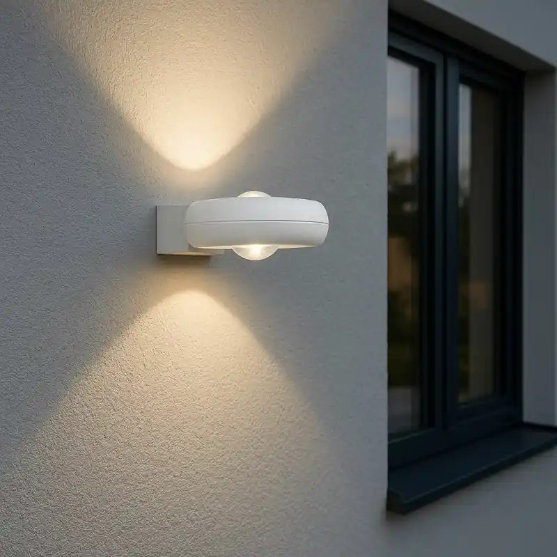 Helestra LED Außenleuchte Wandlampe Twain Design Weiß matt Up&Down 2 x 3W 560lm IP54 warmweiß 3000K Rabatt