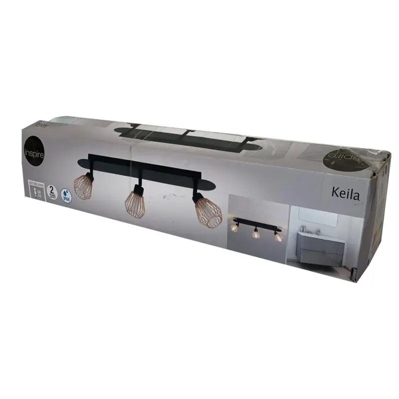 Heißes Angebot Inspire Deckenstrahler Keila Schwarz IP44 max. 3 x 20W G9 ohne Leuchtmittel schwenkbar