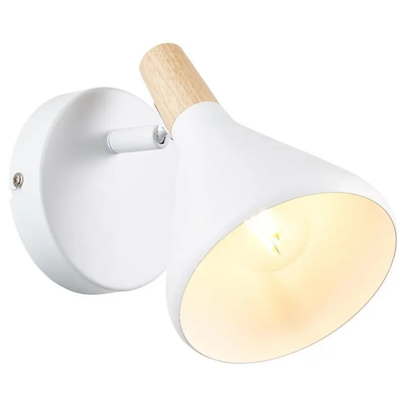 Bestseller Brilliant Wandleuchte Amelia Weiß/Holz max. 18W E14 ohne Leuchtmittel schwenkbar