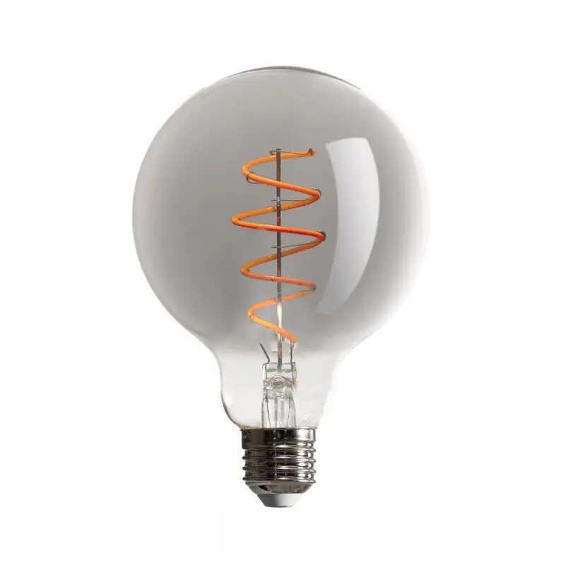 Mega-Angebot LED Spiral Filament Leuchtmittel G95 Globe 5W E27 Rauchglas 130lm extra warmweiß 1800K DIMMBAR