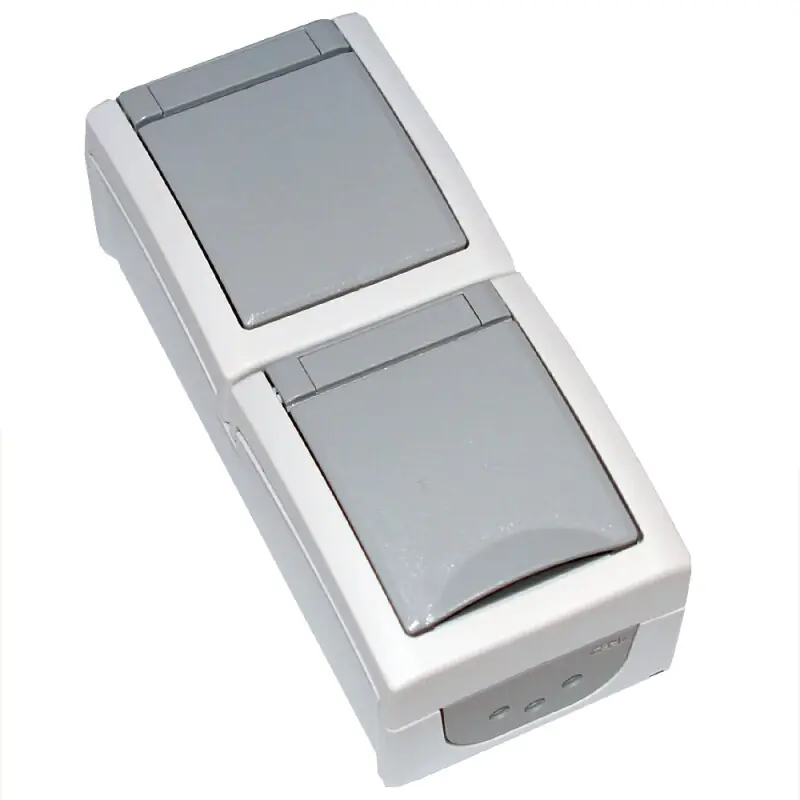 Panasonic Pacific Aufputz Feuchtraum Steckdose / Ein- Ausschalter Kombination senkrecht IP54 grau Preisknaller